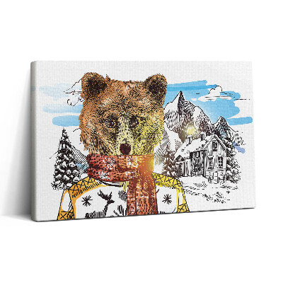 Obraz na plátne 30x20 Medveď v zimnom svetríku