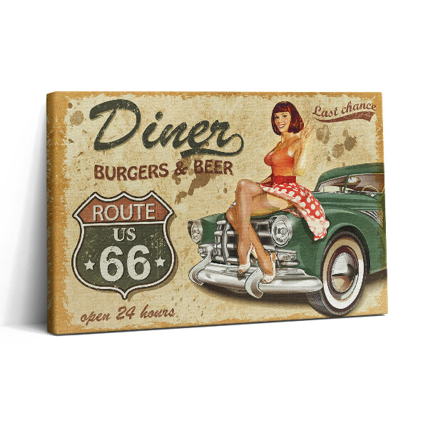 Obraz na plátne 30x20 Retro Diner Route 66 Reklama