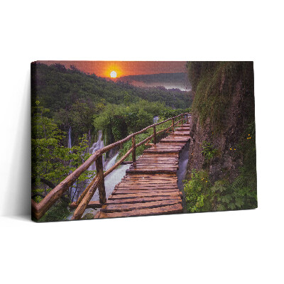 Obraz na plátne 30x20 Drevený most v zapadajúcom slnku