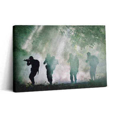 Obraz na plátne 30x20 Vojaci v lese za úsvitu