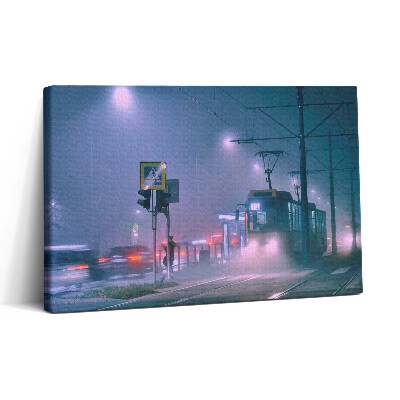 Obraz na plátne 30x20 Električka v nočnej hmle