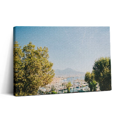 Fotoobraz na plátne 30x20 Prístav s výhľadom na sopku