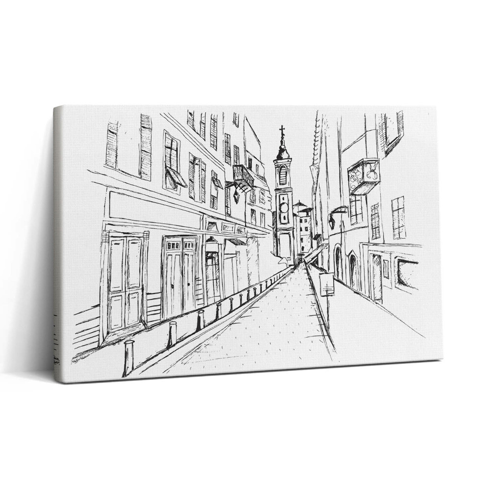 Obraz na plátne 30x20 Ulica s kostolnou vežou