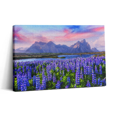 Obraz na plátne 30x20 Fialové lúky pod horským nebom