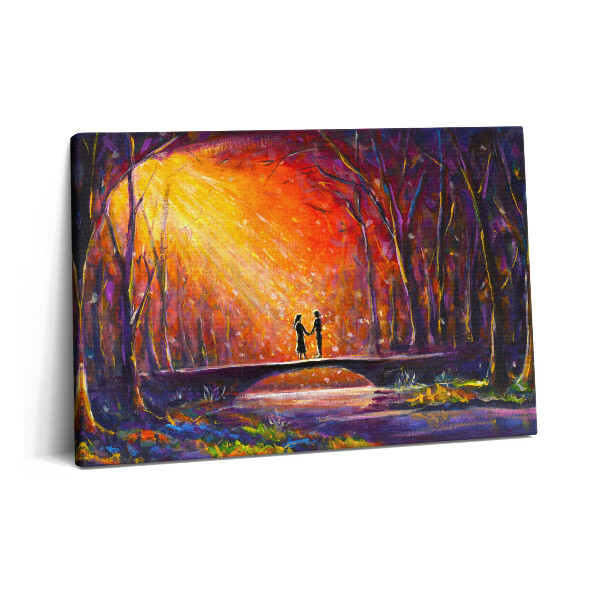 Fotoobraz na plátne 60x40 Zamilovaný pár namaľovaný akvarelom