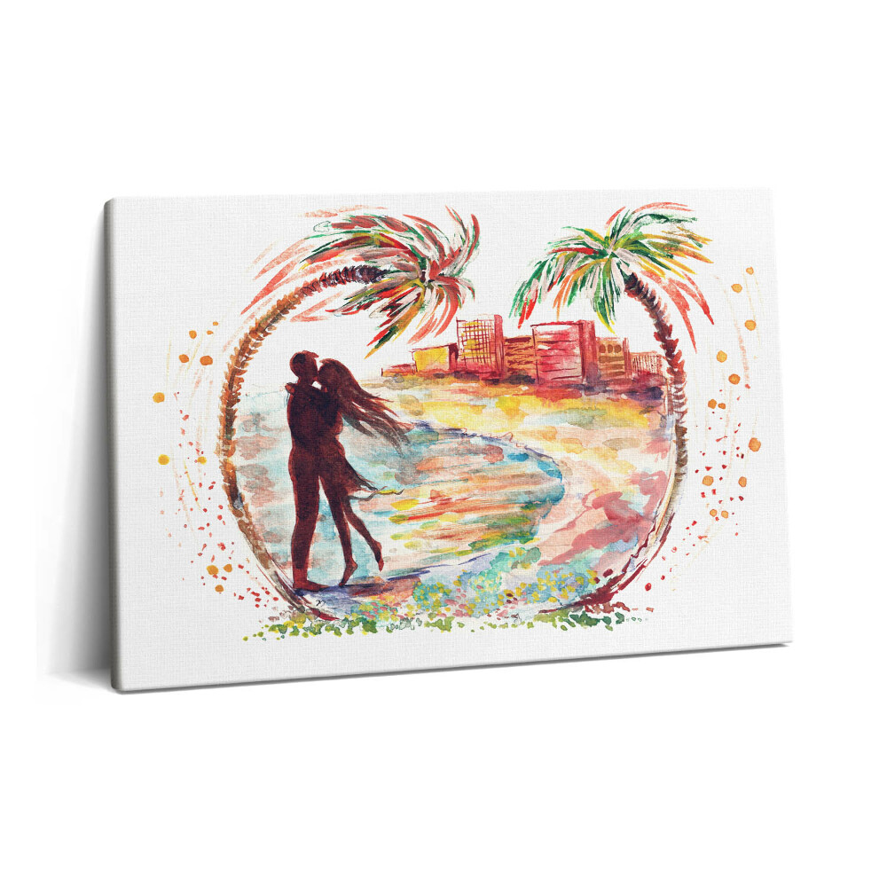 Obraz na plátne 60x40 Akvarel lásky na pláži v Miami