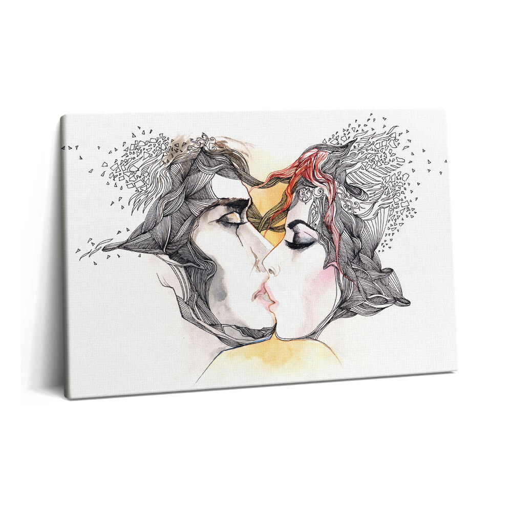 Fotoobraz na plátne 60x40 Abstraktný bozkávajúci sa milenecký pár