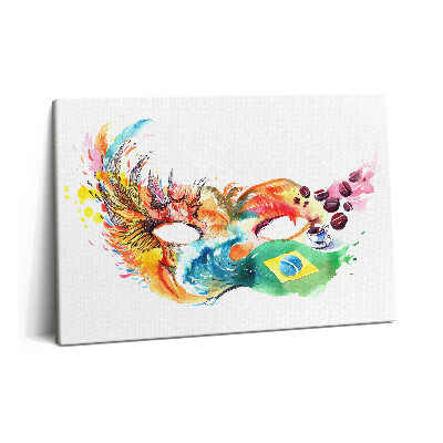 Fotoobraz na plátne 60x40 Brazílska kultúra a vlajka s maskou