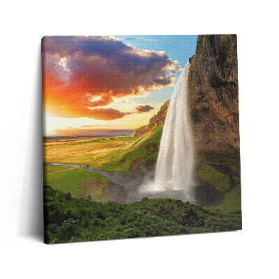 Obraz na plátne 60x60 Vodopád pri západe slnka