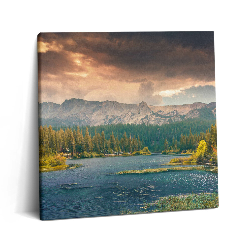 Obraz na plátne 60x60 Jazero pod horským súmrakom