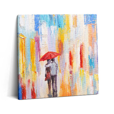 Obraz na plátne 60x60 Milenci pod červeným dáždnikom