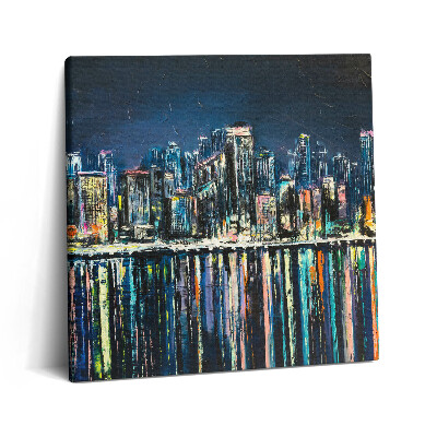 Fotoobraz na plátne 60x60 Nočná mestská panoráma s odrazmi