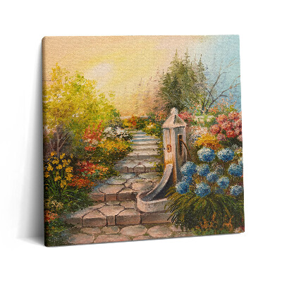 Obraz na plátne 60x60 Záhradná cesta pri západe slnka