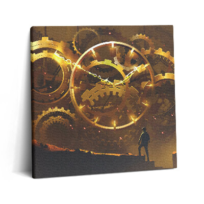 Obraz na plátne 60x60 Mechanické hodiny a silueta človeka