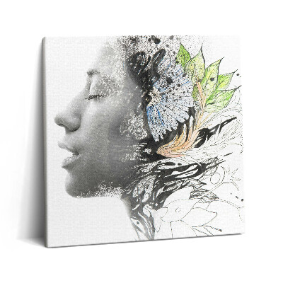 Obraz na plátne 60x60 Snová tvár s prírodnými prvkami