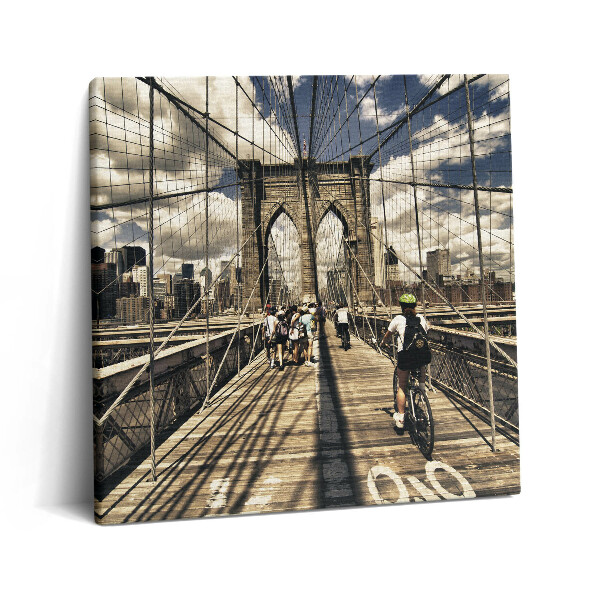 Fotoobraz na plátne 60x60 Brooklynský most a cyklisti