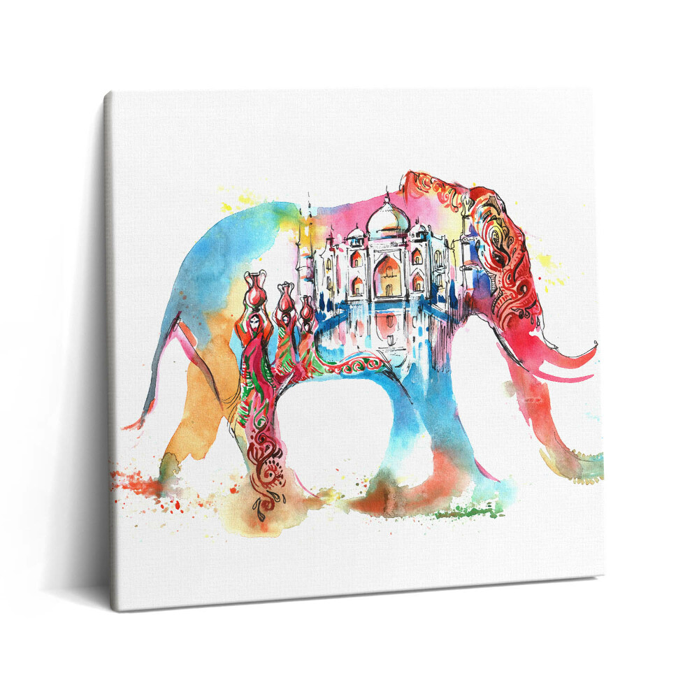 Fotoobraz na plátne 60x60 Slon s Tádž Mahalom a tanečnicami
