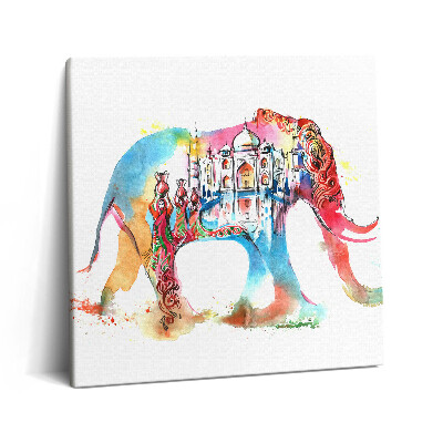 Fotoobraz na plátne 60x60 Slon s Tádž Mahalom a tanečnicami