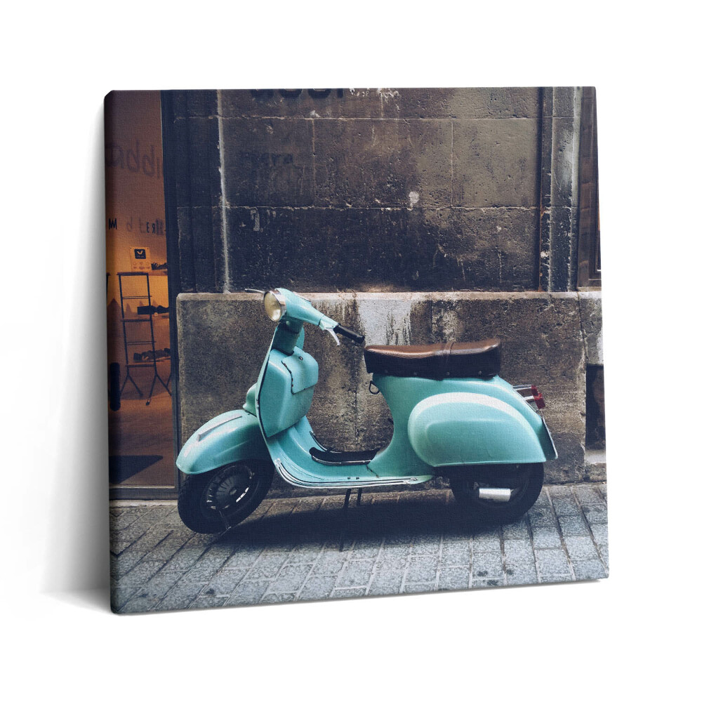 Obraz na plátne 60x60 Modrý skúter pri stene