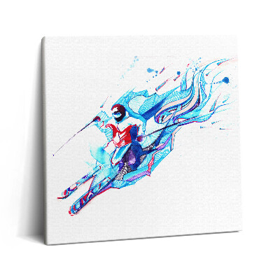 Obraz na plátne 60x60 Lyžiar v modrom víre farieb