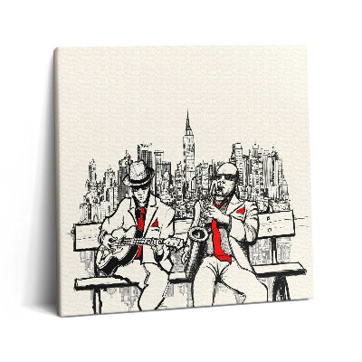 Obraz na plátne 60x60 Hudobníci na lavičke v meste