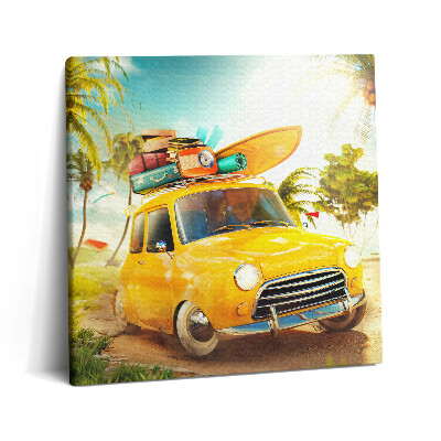 Fotoobraz na plátne 60x60 Auto na pláži s batožinou