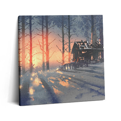 Obraz na plátne 60x60 Zimný západ slnka v lese