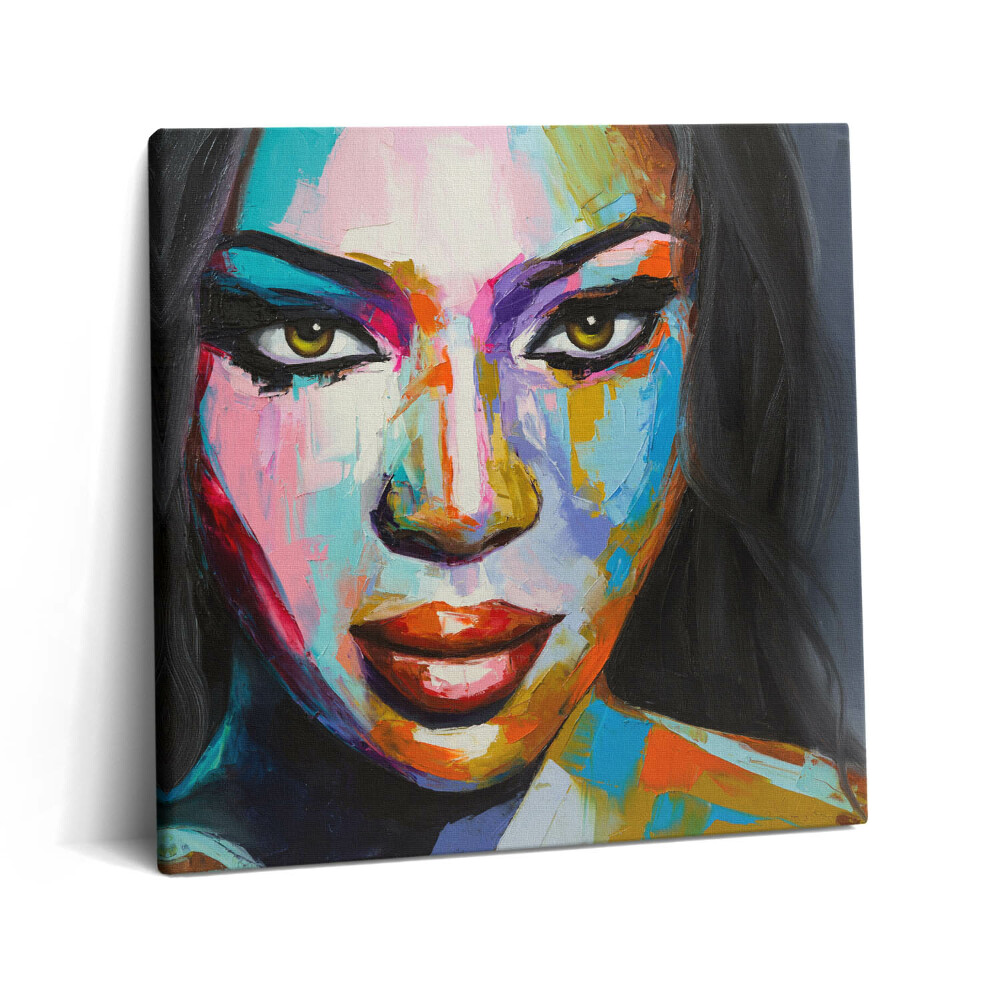 Fotoobraz na plátne 60x60 Farebný portrét ženy s intenzívnym pohľadom