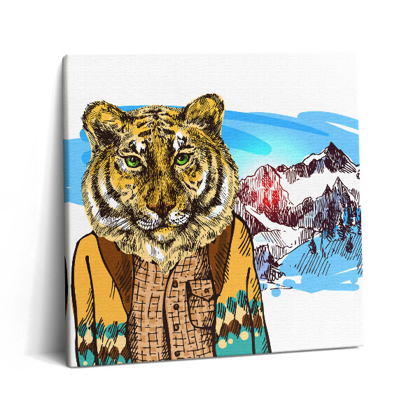 Obraz na plátne 60x60 Tiger v horách s kabátom