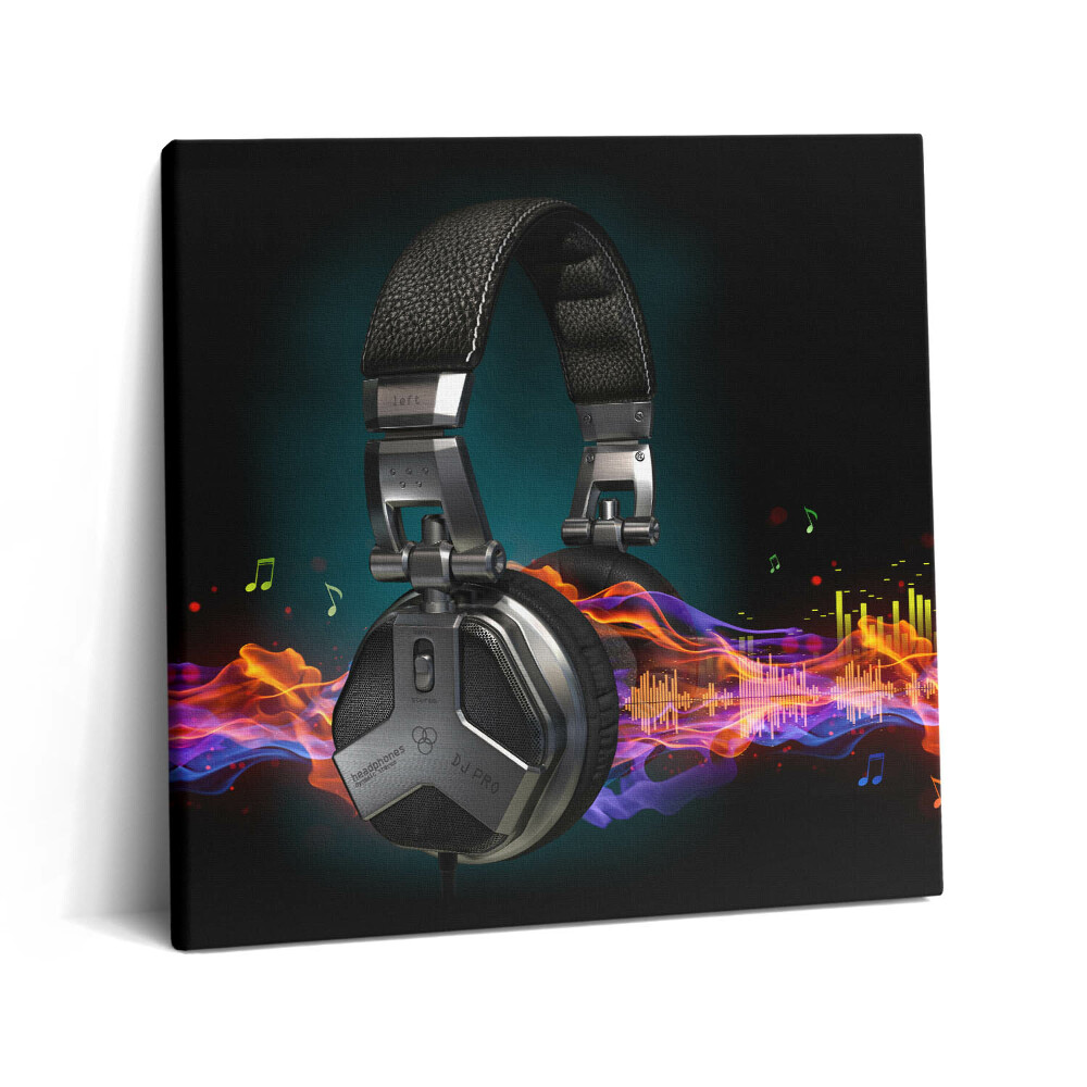Obraz na plátne 60x60 Hudba v pohybe: Slúchadlá a zvukové vlny