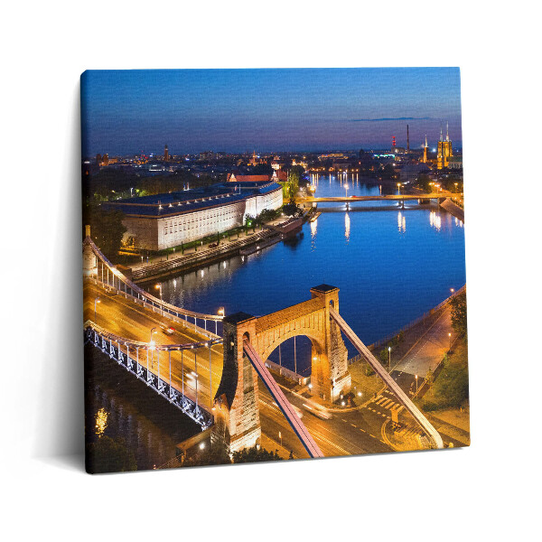 Obraz na plátne 60x60 Nočný pohľad na osvetlený most