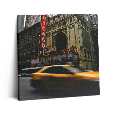 Obraz na plátne 60x60 Žlté taxi pred Chicagským divadlom