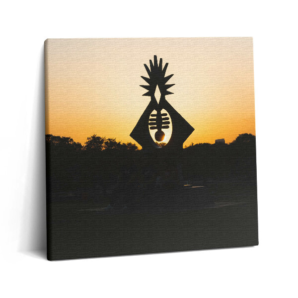 Fotoobraz na plátne 60x60 Silueta sochy pri západe slnka