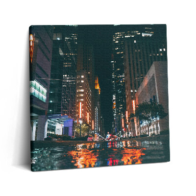 Obraz na plátne 60x60 Mesto v nočnom daždi
