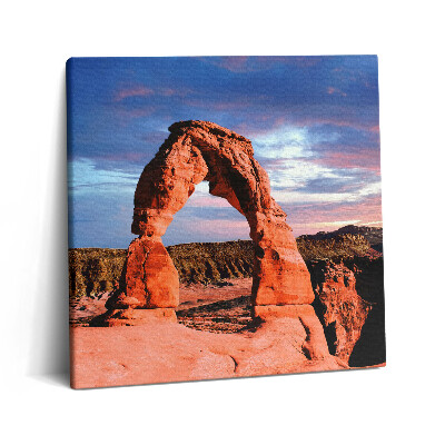 Fotoobraz na plátne 60x60 Červený skalný oblúk pri západe slnka