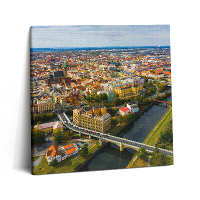 Obraz na plátne 60x60 Mesto s riekou a mostom