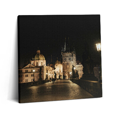 Fotoobraz na plátne 60x60 Nočná prechádzka po osvetlenom moste