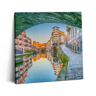 Fotoobraz na plátne 60x60 Mestský kanál s odrazom mosta