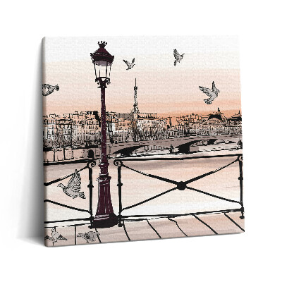 Fotoobraz na plátne 60x60 Parížske ráno s holubicami