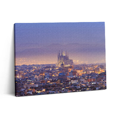 Obraz na plátne 80x60 Pohľad na Barcelonu a Sagradu v noci