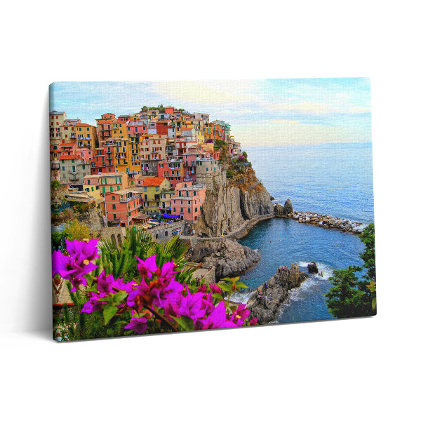 Fotoobraz na plátne 80x60 Kvety a pobrežie Cinque Terre Taliansko