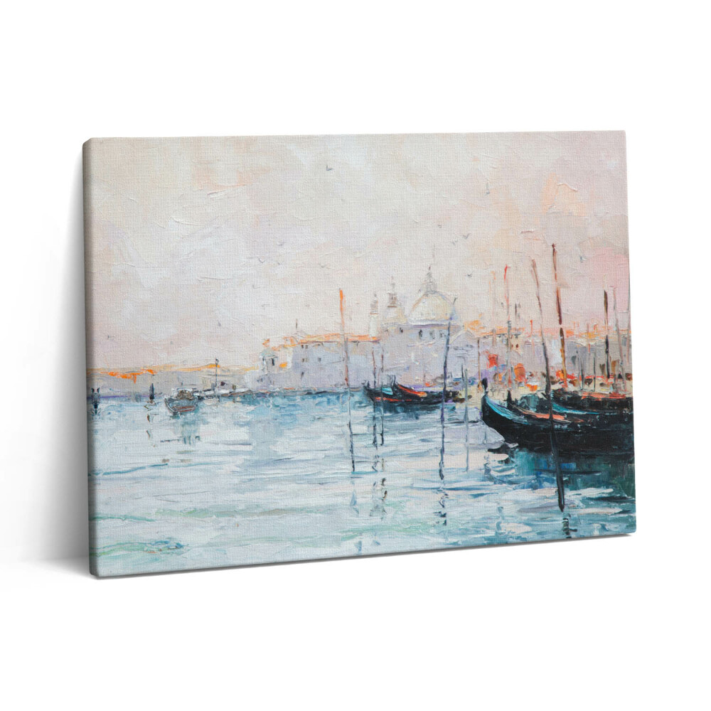 Fotoobraz na plátne 80x60 Olejomaľba s benátskymi gondolami