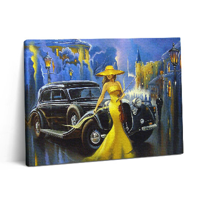 Obraz na plátne 80x60 Dáma s husľami v retro štýle
