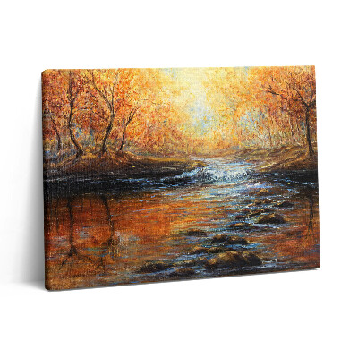 Fotoobraz na plátne 80x60 Jesenný les maľovaný farbami