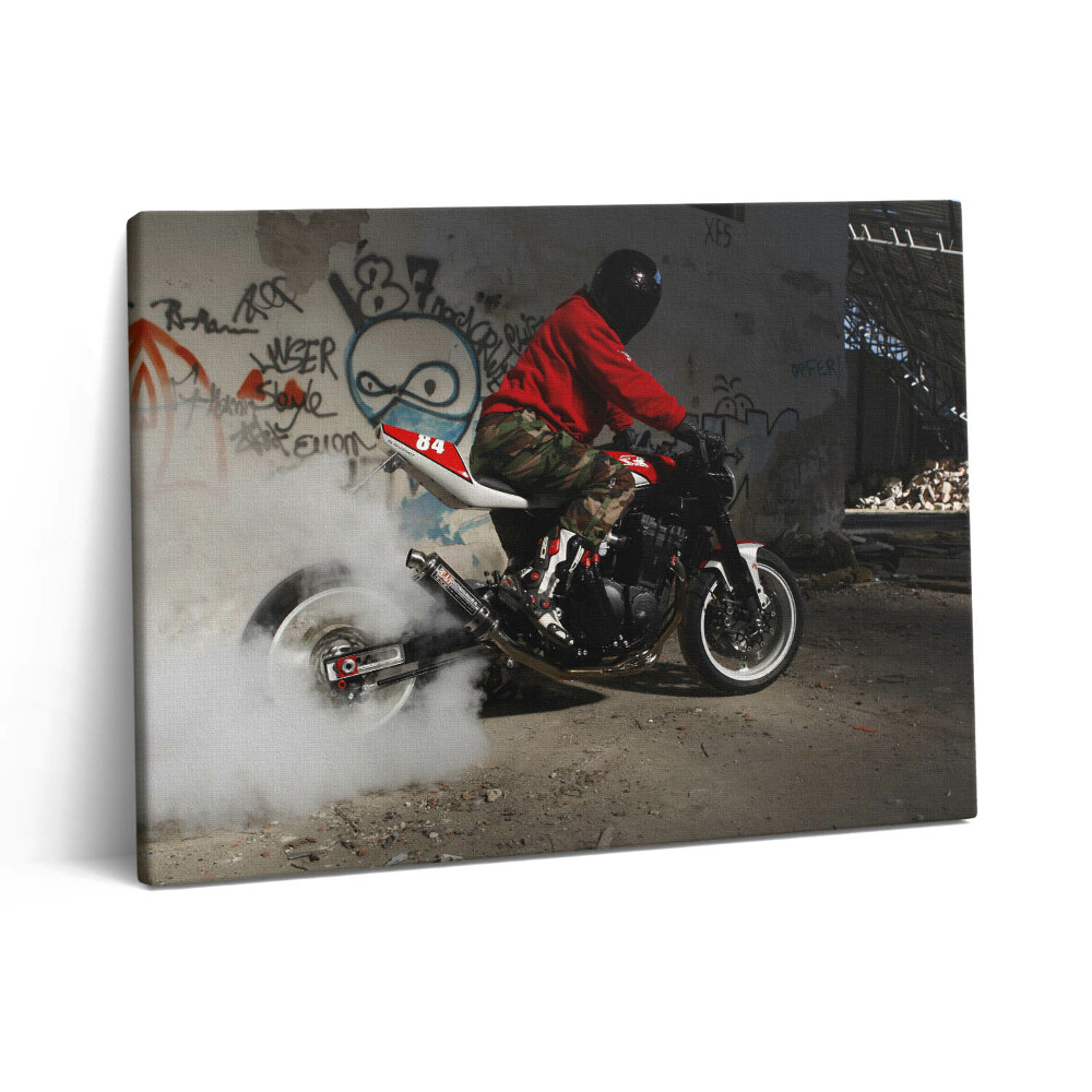 Obraz na plátne 80x60 Muž na motorke a graffiti