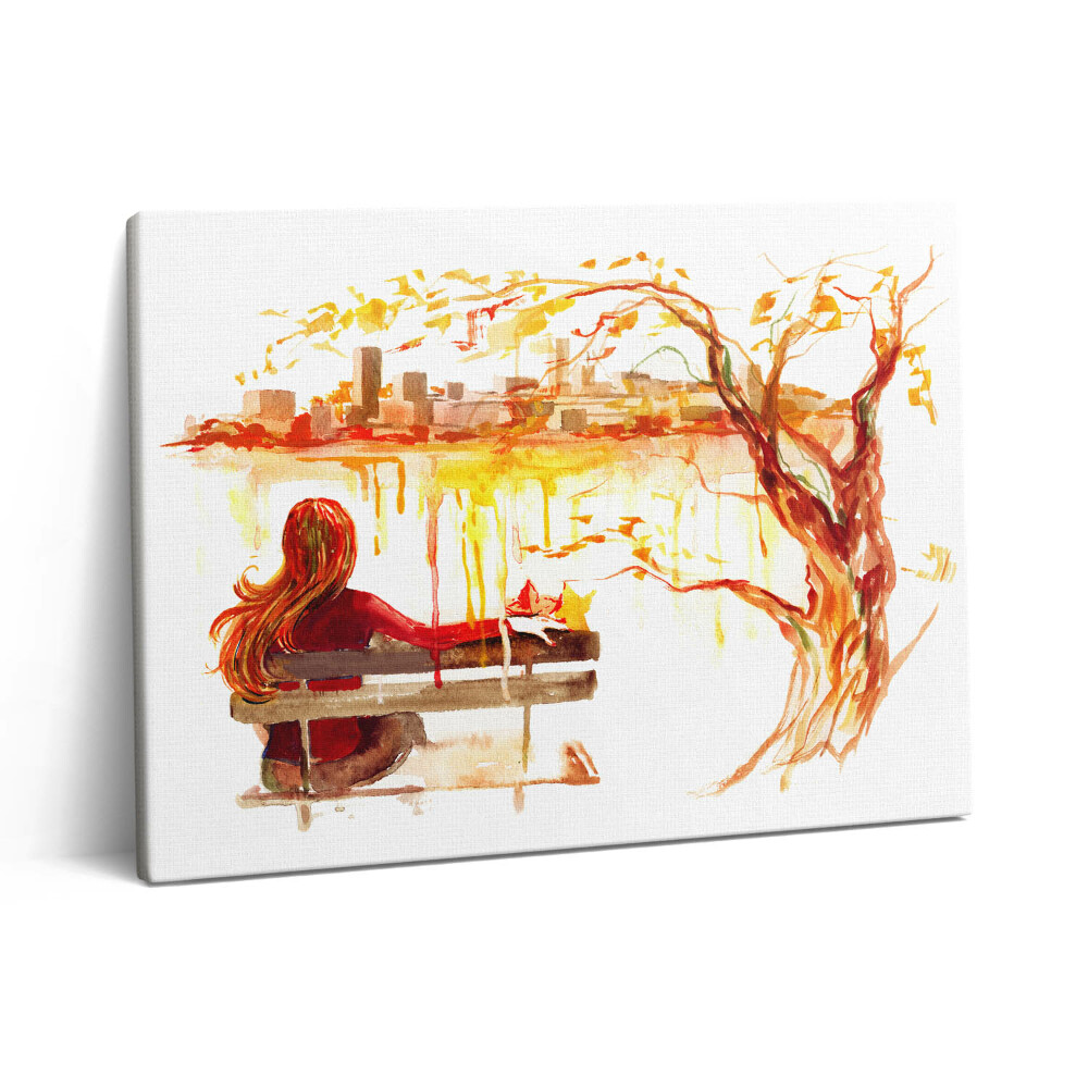 Fotoobraz na plátne 80x60 Jesenná krajina - žena