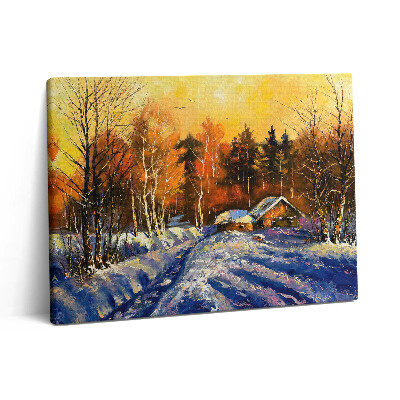 Fotoobraz na plátne 80x60 Večer v zimnej dedine