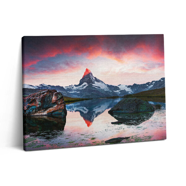 Fotoobraz na plátne 80x60 Jazero Stellisee Matterhorn