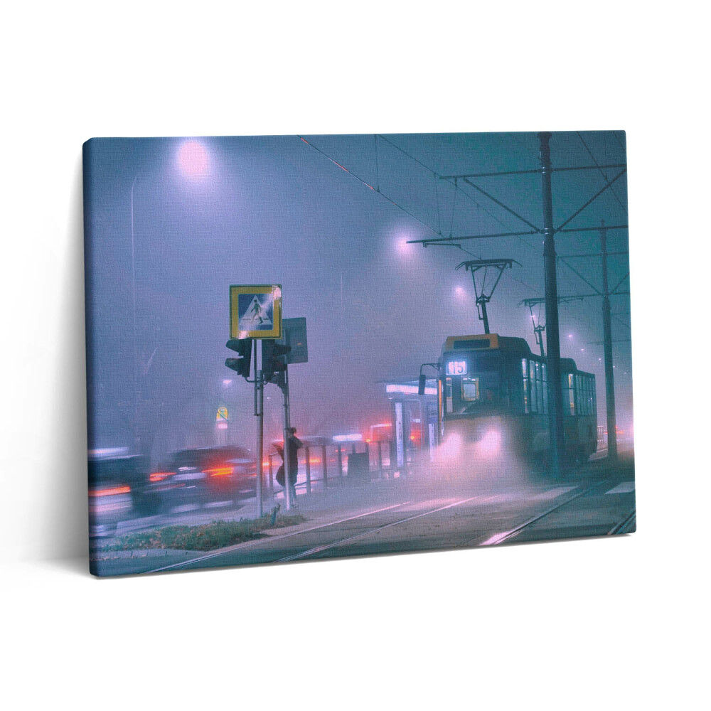 Fotoobraz na plátne 80x60 Varšava v noci v hmle