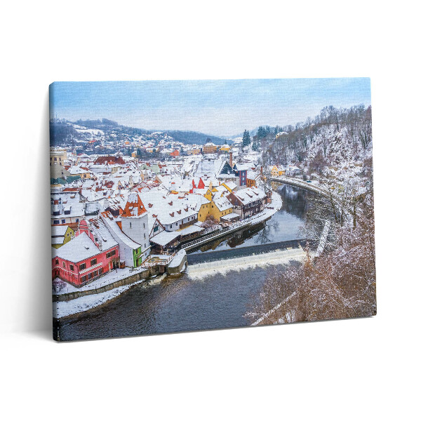 Fotoobraz na plátne 80x60 Panoráma mesta Krumlov v zime